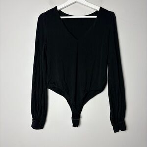 Halara Black Scoop Neck Long Sleeve Black Bodysuit Women's Large